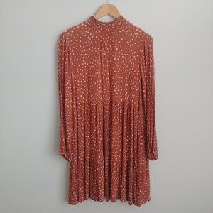 Kaffe polka dot orange brown dress crinkle viscose size 36 approx US6